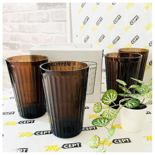 430ml Glass Set of 4 - Brown