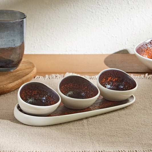 3-Piece Serving Bowl With Tray Set
