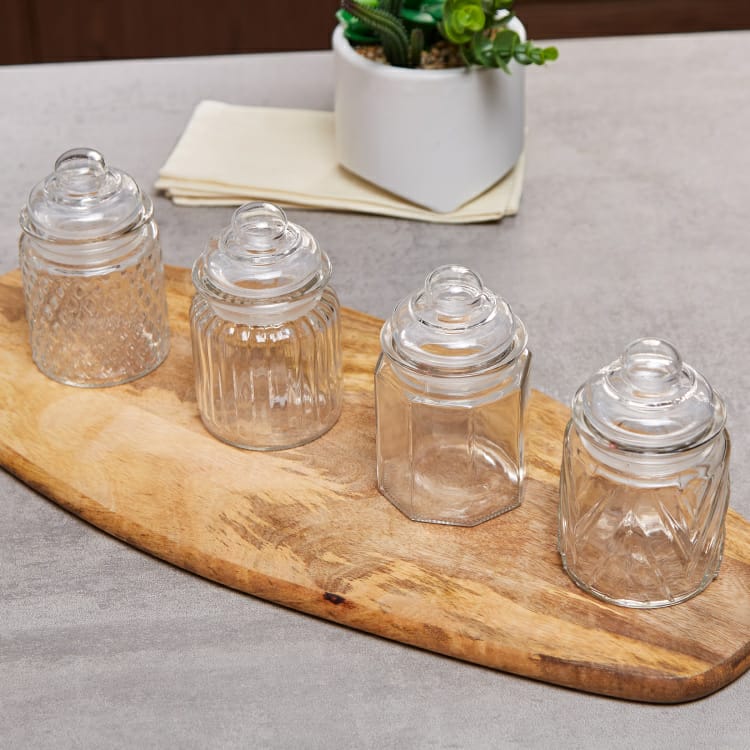Textured Glass Canisters Pack of 4