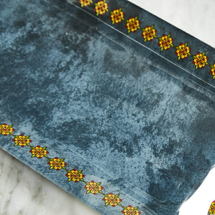 Glass Serving Platter Blue