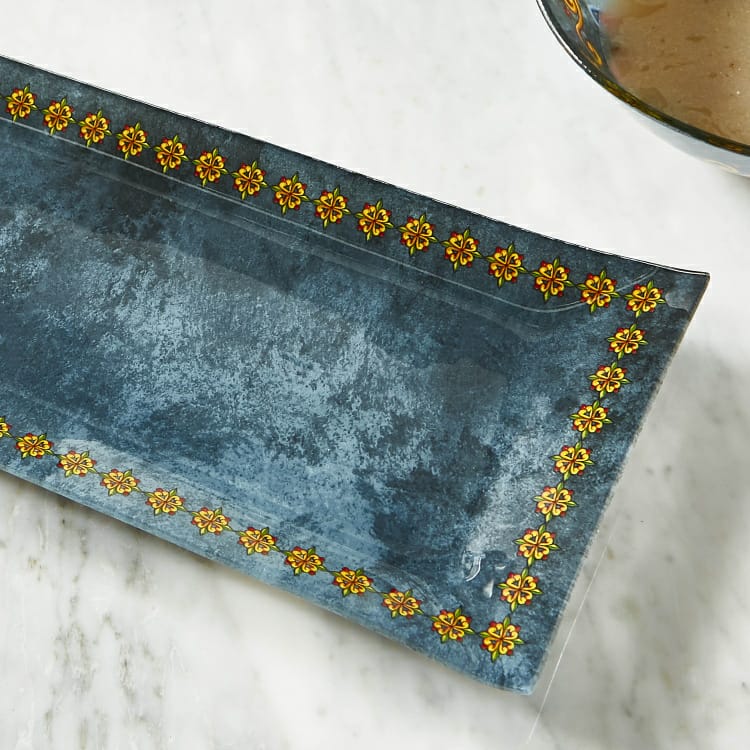 Glass Serving Platter Blue