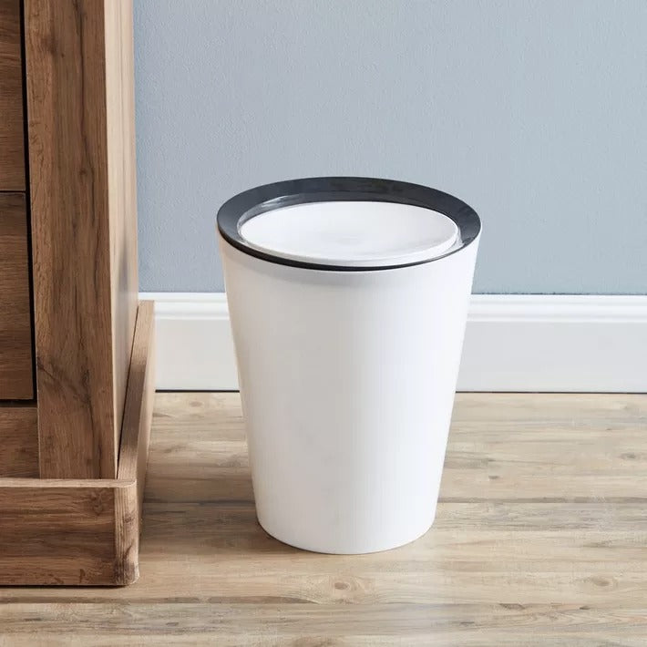 Waste Bin with Flap - White