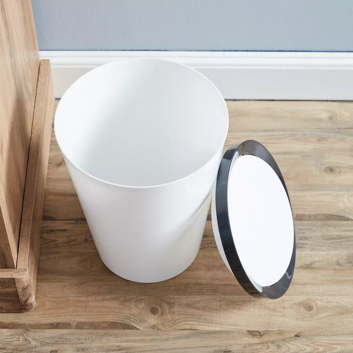 Waste Bin with Flap - White